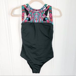 OndadeMar Black One-Piece Embroidered Bathing Suit
